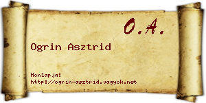 Ogrin Asztrid névjegykártya